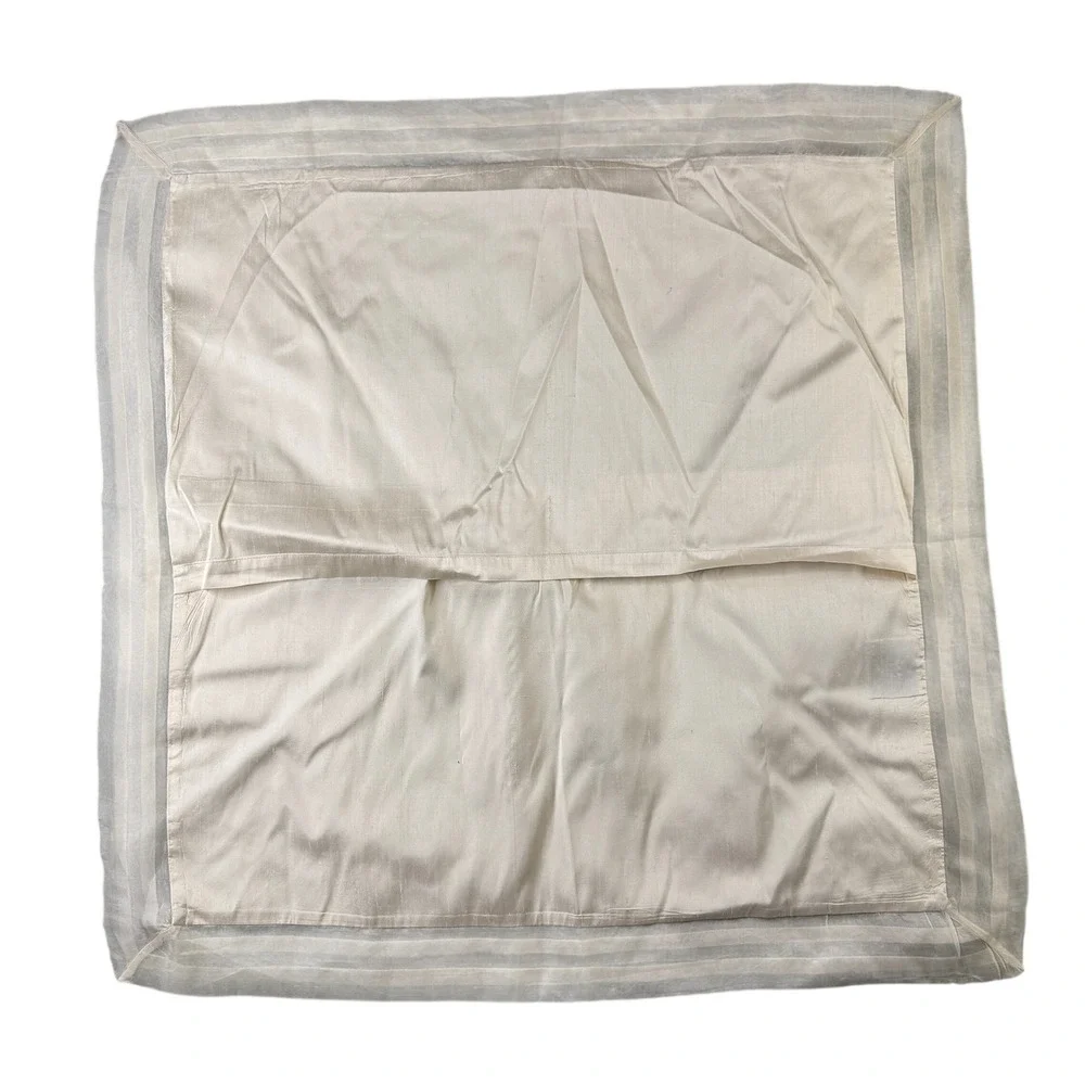 Pine Cone Hill Ivory Silk Euro Pillow Sham Pleated Border‎ Square Cream Luxury